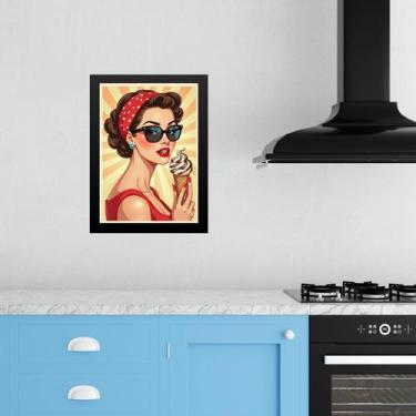 Imagem de Quadro Decorativo Cozinha Pin Up Girl Sorvete 33X24Cm Vidro - Quadros 