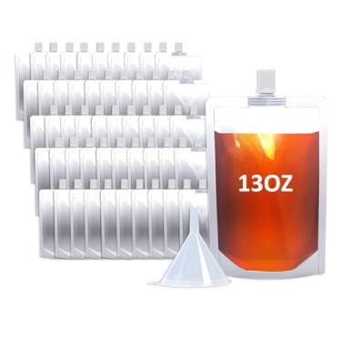 Imagem de Cloudslucky Sacos de bebida de 368 g, 50 peças, bolsas reutilizáveis com funil para beber suco líquido de bebida, frascos de plástico para viagem, acampamento, eventos esportivos ao ar livre, grau