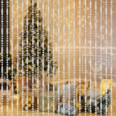 Imagem de Cortina com contas de cristal acrílico, 90 x 200 cm, decoração de porta com padrão ondulado, 45 fios, divisória de quarto para janelas e quarto e varanda (branca)