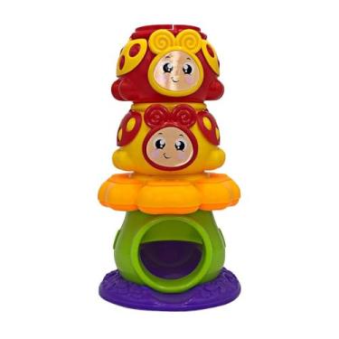 Imagem de Torre de Empilhar Joaninha com, Brinquedo Educativo para Bebês, 23 cm, Colorido