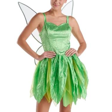 Imagem de Muineobuka Conjunto feminino de fantasia de fada da floresta de Halloween, conto de fadas, sininho, com asa, cosplay