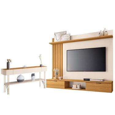 Imagem de Painel para TV Suspenso Lets e Aparador Vivant Cinamomo Off White – HB Móveis