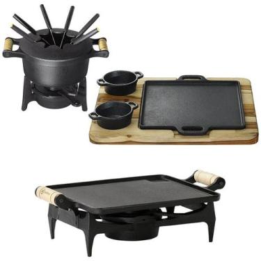 Imagem de Kit Fondue Alcool + Rechaud 1 Chama + Chapa de Ferro Molheiras Tabua M