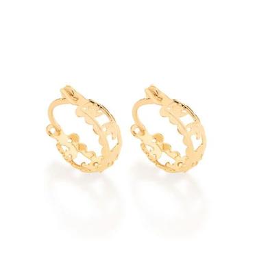 Imagem de BRINCO ARGOLA COM BORDAS TRABALHADAS COM LUA E ESTRELA  Brinco feminin