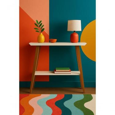 Imagem de Aparador De Sala Retrô Com Pés Em Madeira Decorativo