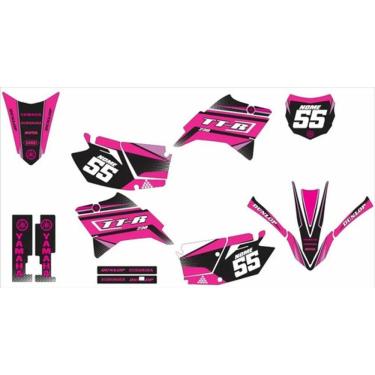 Imagem de Kit Adesivo Moto Cross Trilha Ttr 230 Rosa E Preto Lm169