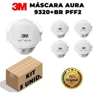 Imagem de Kit com 5 Mascaras 3M PFF2 Aura 9320
