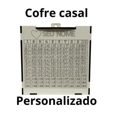 Imagem de Cofre Desafio de Casal  Cofrinho Personalizado em MDF Branco - Persona