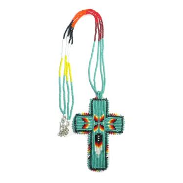 Imagem de Colar com medalhão de contas em camadas estilo nativo americano - Colar étnico tribal de contas de semente feito à mão MN-25-33, Free size, Vidro, Sem Pedra Preciosa