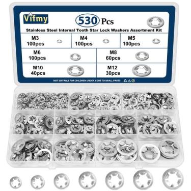 Imagem de Lavadora de travamento Vifmy 530PCS Internal Tooth Star Lock M3-M12