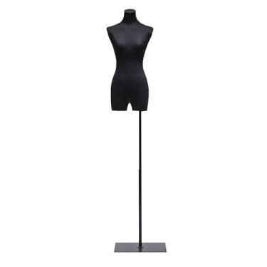 Imagem de Mannequin Manequim feminino ajustável de 61 a 77 polegadas, manequim de exposição de moda, base de metal removível, torso removível(White)