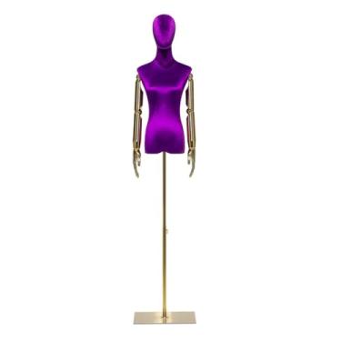 Imagem de Mannequin Manequins para exposição de roupas, torso feminino de veludo com altura ajustável de 65 a 71 polegadas, para vestidos de noiva e camisetas(Purple1,Medium)