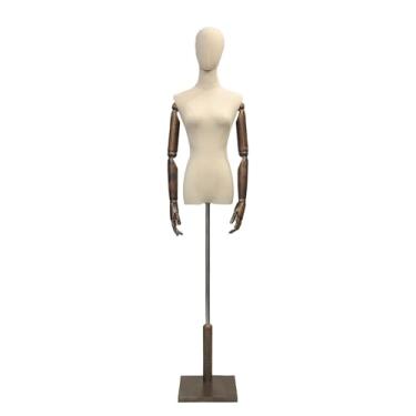 Imagem de Mannequin Manequim feminino, modelo de vestido de 47-72 "de altura com torso, base de madeira maciça removível e cabeça de braço ajustável(Walnut wood,Small)