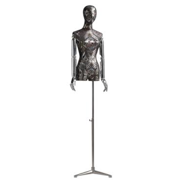 Imagem de Mannequin Modelo nu feminino bordado em estilo chinês, torso de fibra de vidro com base de metal, manequim ajustável de 63-83 polegadas, roupas para exibição(Embroidery3)