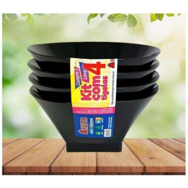 Imagem de Kit 4 Tigela Pote Plástico Cumbuca Petiscos Sobremesa 500Ml