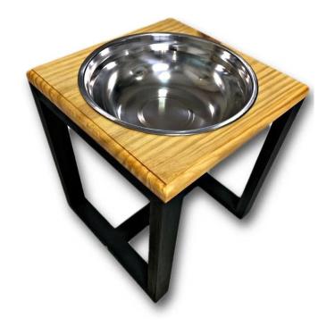 Imagem de Comedouro Madeira Elevado Unitário Para Cães E Gatos - G