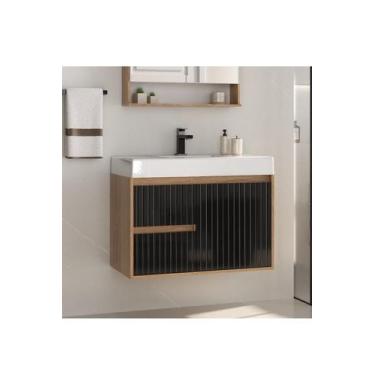 Imagem de Gabinete Clarice 80 Suspenso sem Tampo - Fabribam, Catedral / Preto