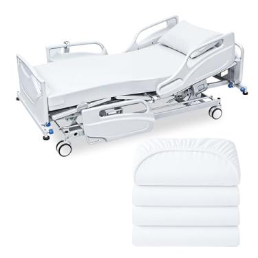 Imagem de Linteum Textile Supply Linteum Textile 4 Unidades Branco(42"X84"X14") Lençóis de Cama Hospitalar Bariátricos Ajustáveis-Lençóis de Malha de Jersey Macio com Mistura de Algodão-Resistente Ao Encolhimen