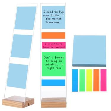 Imagem de Humyoun 2 peças de quadro de notas de acrílico para monitor com suporte removível para monitor portátil, tabuleiros de índice de notas adesivas para monitores de tela de computador, acessórios de mesa