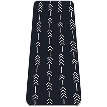 Imagem de REJOON Tapete de ioga geométrico branco padrão cinza grosso antiderrapante tapetes de ioga para mulheres e meninas tapete de exercício tapetes macios de pilates