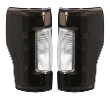 Imagem de HECASA Par de luz traseira compatível com Ford F250 F350 F450 Super Duty 2017-2019 Substituição de caminhonete para FO2800256 FO2801256 Lâmpada traseira traseira sem lente fumê de ponto cego caixa
