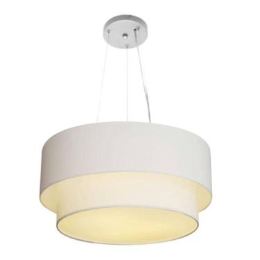 Imagem de Lustre Pendente Duplo Cilíndrico Vivare Md-4369 Cúpula Em Tecido 45x40cm - Bivolt Branco 127/220v