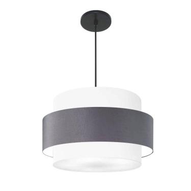 Imagem de Lustre Para Sala De Jantar Vivare Md-4394 Cúpula Em Tecido 50cm Branco-cinza-escuro-branco 127/220v