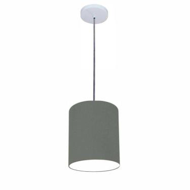 Imagem de Lustre Luminária Pendente Vivare Free Lux Pe-4103br Cúpula Em Tecido 15x20cm Cinza-escuro Canopla Branca E Fio Cristal
