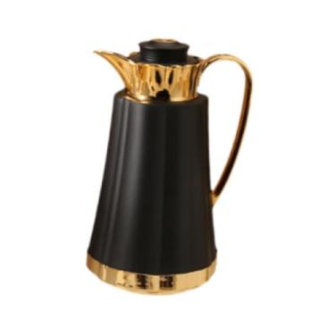Imagem de KiBcsLic Jarra térmica com isolamento árabe para café, chaleira com isolamento árabe, bule com dispensador de água quente de grande capacidade para festas, Ouro Preto