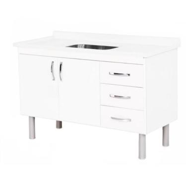 Imagem de Balcao Pop Cozinha Toquio 120Cm X 55Cm Branco Sem Cuba