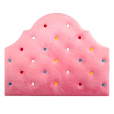 Imagem de Cabeceira Solteiro Bella Colours Veludo Rose Botão Colorido