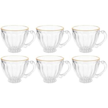 Imagem de Conjunto de Xícaras de Vidro de 200ml com Borda Dourada - Ideal para Café, Chás e Presentes (6)