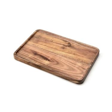 Imagem de Bandeja de Madeira Acácia com Alças Embutidas, 30x20x2cm, Design Natural