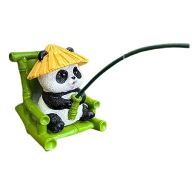 Imagem de Generic Estátua de pesca de panda, escultura de resina, presentes, aquário compacto, acessórios cênicos, coleção, arte fácil de usar, verde resistente