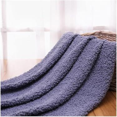 Imagem de ININOSNP Tecido Sherpa de pele sintética de 160 x 50 cm, tecido macio de Pashmina sintético para roupa, costura artesanal, brinquedos, almofadas, decorações para a casa (azul escuro)