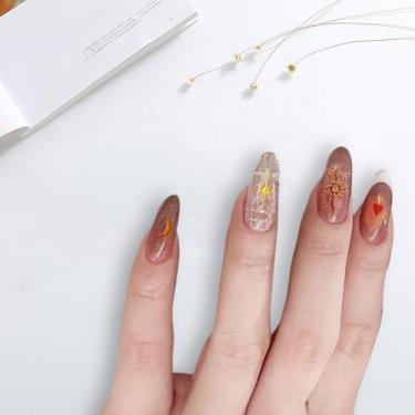 Imagem de Conjunto de 9 peças de adesivos de unhas autoadesivos celestiais lua sol estrela chama astrologia arte em gel esmalte faça você mesmo manicure