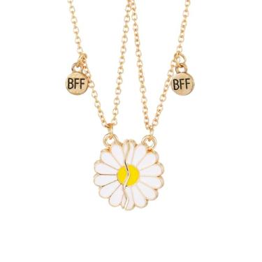 Imagem de 2 colares, presente para melhor amiga, margarida, amizade, colares para mulheres, pingente de margarida, presente de aniversário para amigas