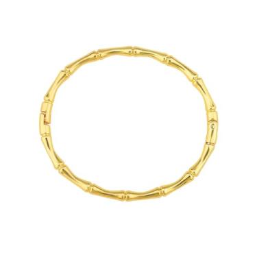 Imagem de Pulseira feminina com design de bambu dourado delicada e fina ajustável com fecho aberto simples e minimalista, joias modernas de ouro, pulseiras que não mancham