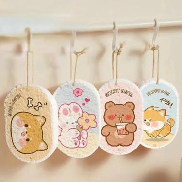 Imagem de Esponja comprimida de desenho animado pano de prato para lavar louça absorção de água engrossada utensílios de limpeza de panela de cozinha doméstica