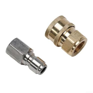Imagem de Conjunto de adaptador de lavadora de pressão, kit de desconexão rápida, conector de sonda de acoplamento de encaixe G3/8 da lavadora de pressão (macho + fêmea)