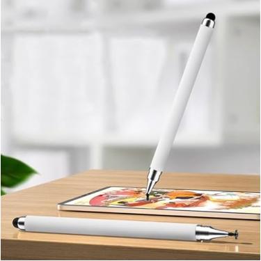 Imagem de Canetas Stylus 2 em 1 para telas sensíveis ao toque, caneta capacitiva de alta sensibilidade e precisão para todos os dispositivos universais com tela sensível ao toque (branca)