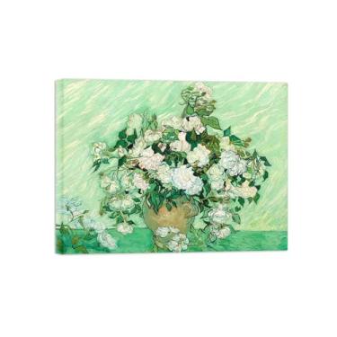 Imagem de Pôster e impressões em tela de flores vintage - reprodução de pintura de arte de parede famosa - imagens de rosas prontas para pendurar 80 x 105 cm 31 x 41 pol tela embrulhada