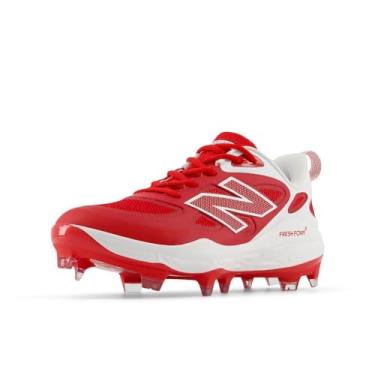Imagem de New Balance Tênis de softbol feminino Fresh Foam Velo V4 moldado, Equipe vermelho/branco, 6