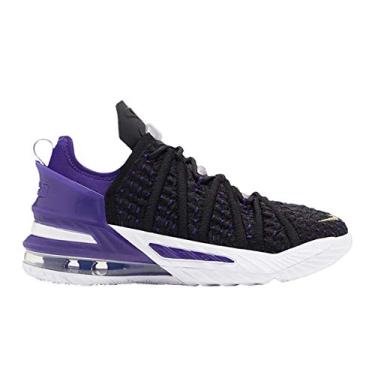 Imagem de Nike Tênis infantil Lebron 18 (GS) Lakers CW2760-004 (preto/branco-vermelho universitário, numérico_5_ponto_5), Preto, 18