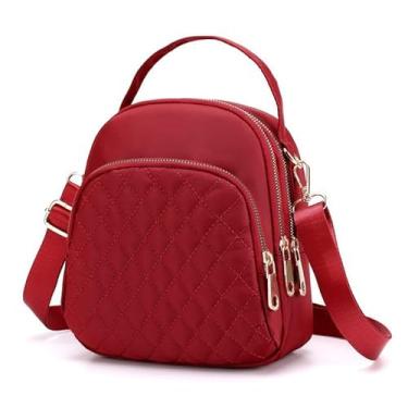 Imagem de Mochila feminina pequena acolchoada mini mochila para mulheres moderna, Vermelho