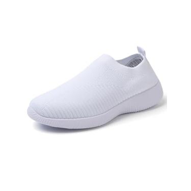 Imagem de Tênis feminino sem cadarço, leve, respirável, confortável, academia, treino, atlético, Branco, 36