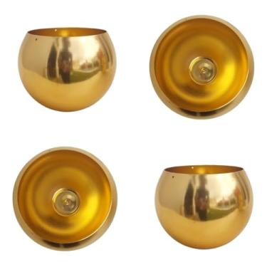 Imagem de Cachepot Aluminio Dourado Anodizado Esferico De Mesa Tam15