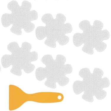 Imagem de 6 adesivos antiderrapantes para chuveiro, tiras adesivas antiderrapantes para banheiro, banheira, escadas, piscinas, barcos, apliques de banheira para adultos e crianças com raspador