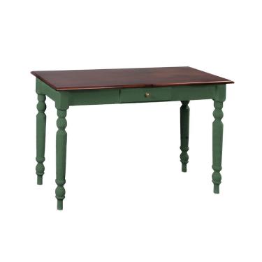 Imagem de Aparador De Sala Ou Escrivaninha Madeira 1 Gavetas Com Pés Torneados - Verde Kalle Laca Com Tampo Castanho Envelhecido