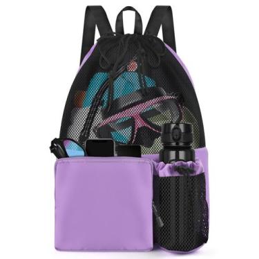 Imagem de Bolsa de natação BROTOU 47x40cm Wet Pocket Mesh Mochila roxa